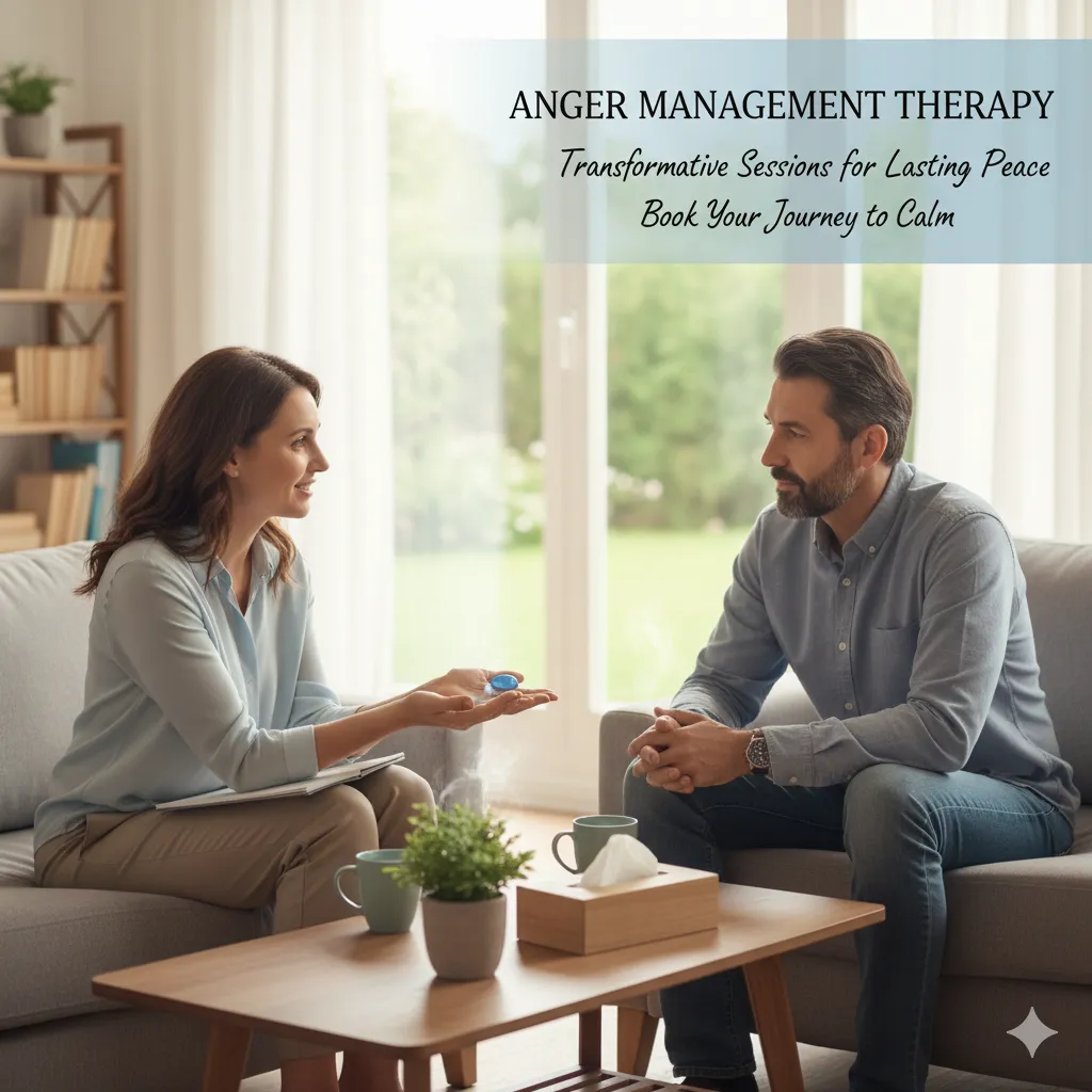 Registered counsellor and client using interactive cards to develop effective anger management strategies and anger control strategies.